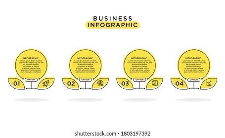 Gráficos de información para el concepto de negocio con 4 opciones, pasos o procesos. Se puede utilizar para presentaciones banner, diseño de flujo de trabajo, diagrama de procesos, diagrama de flujo, gráfico de información