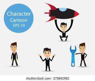 Info graphics business man vector cartoon.