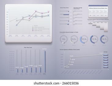 Info graphics. Charts, diagrams, comparative scale, the percentage of items. 3d plastic design icons Can be used in presentations, websites, printed materials.Set elements of infographics