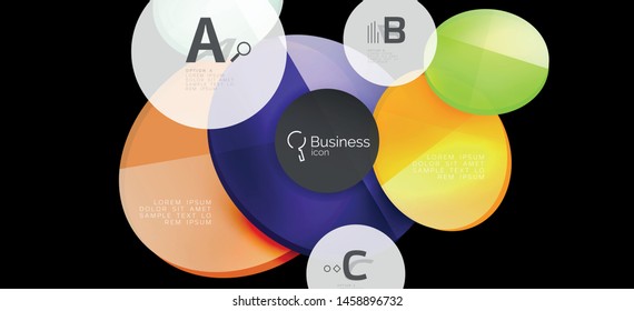 Fondo de los círculos gráficos de información. Símbolo del icono de éxito. Diseño gráfico de información vectorial. Elemento vector creativo. Decoración. Marco de la pancarta de información. Concepto futurista.