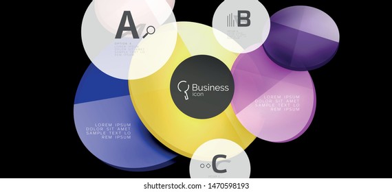 Info graphics circles background. Success icon symbol. Vector info graphic design. Creative vector element. Decoration element. Info banner frame. Futuristic concept.