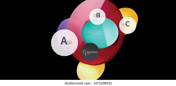 Info graphics circles background. Success icon symbol. Vector info graphic design. Creative vector element. Decoration element. Info banner frame. Futuristic concept.