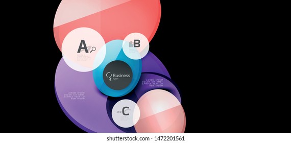 Info graphics circles background. Success icon symbol. Vector info graphic design. Creative vector element. Decoration element. Info banner frame. Futuristic concept.
