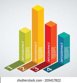 info graphics - colorful graph, square pillar, shadow