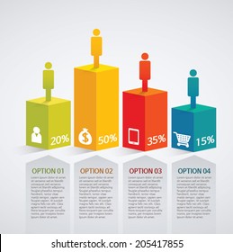 info graphics - colorful graph, square pillar, people