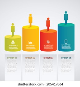 info graphics - colorful graph,cylinder, people