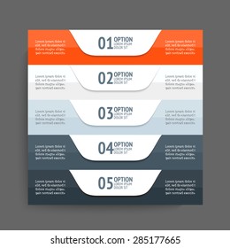 Info graphics design template. Business concept with 5 options.