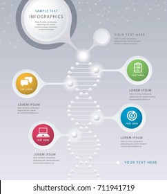 Info graphics design template, DNA Molecule Vector, science, technology, chemistry, Business data process chart.