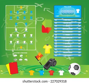 Info graphics for football soccer game ,icons,game elements,scoreboard vector/Info graphics for football soccer game vector