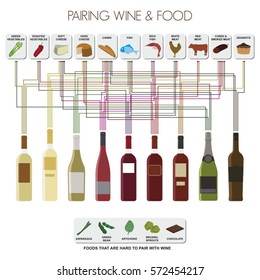 Info graphics of pairing food and the most common wines