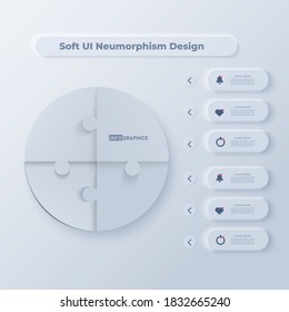Info Graphics Soft UI (Neumorphism Design) Ui design element of circle symbol modern, icon for website design, mobile app