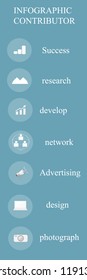 Info graphics step go to contributor ,icon step and texture with blue background, vector art and illustration.