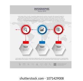 Info graphics timelines icons set design template 3d Vector eps10 for business data World map image furnished by NASA