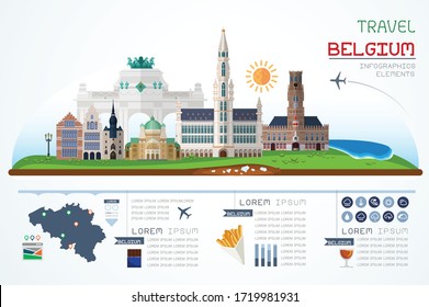 Info graphics travel and landmark belgium template design. Concept Vector Illustration.