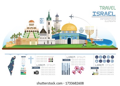 Info graphics travel and landmark israel template design. Concept Vector Illustration.