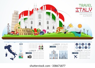 Info graphics travel and landmark italy template design. Concept Vector Illustration