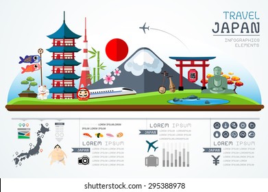 Info graphics travel and landmark japan template design. Concept Vector Illustration 