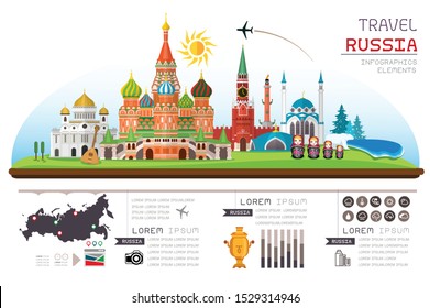 Info graphics travel and landmark russia template design. Concept Vector Illustration