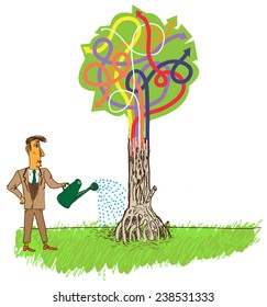 Info graphics. Tree of growth