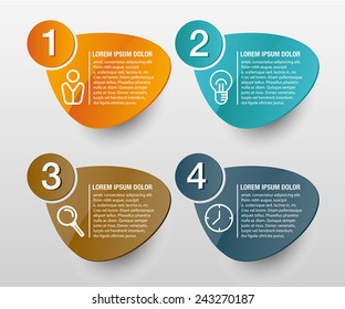 Info graphics vector design template with digits and signs. Oval, colorful shape.