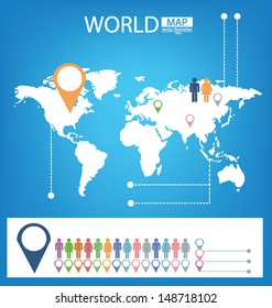 info graphics. World Map vector Illustration.