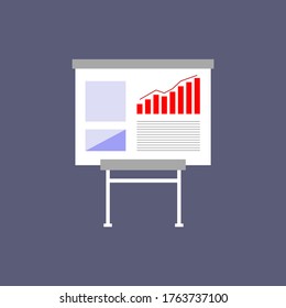 Info with growth chart on flip board, vector illustration
