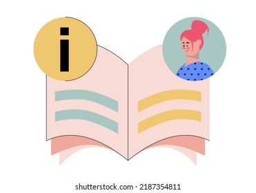 Información, guías, FAQ, concepto de soporte. Ilustración del vector en un styl plano