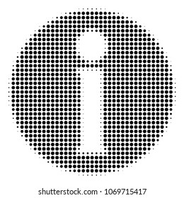 Info halftone vector pictogram. Illustration style is dotted iconic Info icon symbol on a white background. Halftone pattern is circle elements.