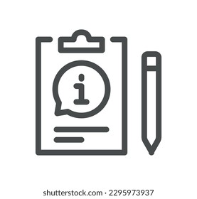 Info and help desk icon outline and linear vector.