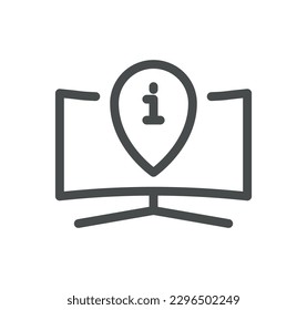 Esquema de icono de información y de la mesa de ayuda y vector lineal.