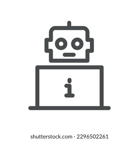 Esquema de icono de información y de la mesa de ayuda y vector lineal.