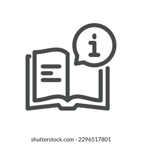 Esquema de icono de información y de la mesa de ayuda y vector lineal.