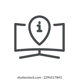 Esquema de icono de información y de la mesa de ayuda y vector lineal.