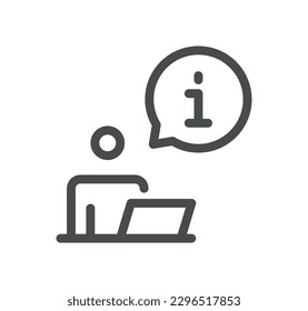 Info and help desk icon outline and linear vector.