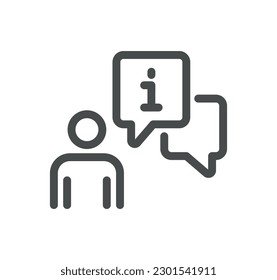 Info and help desk related icon outline and linear vector.