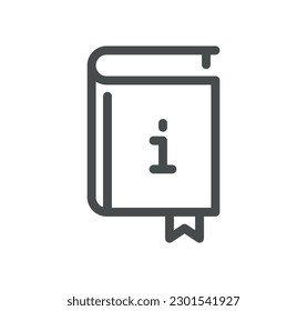 Información y el contorno de iconos relacionados con el mostrador de ayuda y el vector lineal.