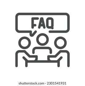 Información y el contorno de iconos relacionados con el mostrador de ayuda y el vector lineal.