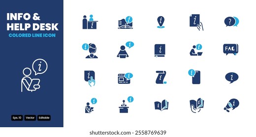 info and help desk solid icon set vector design good for web and mobile app