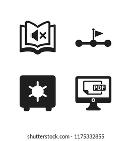 info icon. 4 info vector icons set. halfway, strongbox and muted book icons for web and design about info theme