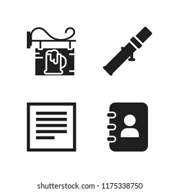 info icon. 4 info vector icons set. notebook of contacts, signage and justified icons for web and design about info theme