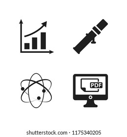 info icon. 4 info vector icons set. bazooka, atomic theory and pdf file on screen icons for web and design about info theme
