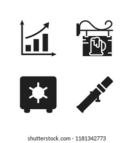 info icon. 4 info vector icons set. bazooka, business graphic and signage icons for web and design about info theme