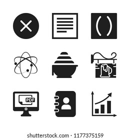 info icon. 9 info vector icons set. notebook of contacts, signage and tinge icons for web and design about info theme