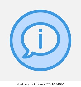 Info-Icon im blauen Stil über das Wesentliche, Verwendung für Website-Mobile-App-Präsentation