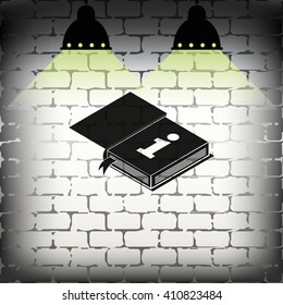 Info icon. Book illustration.