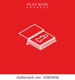 Info icon. Book illustration.