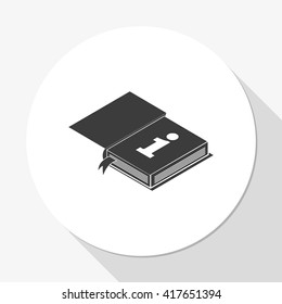 Info icon. Book illustration.