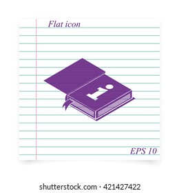 Info icon. Book illustration.
