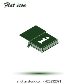 Info icon. Book illustration.