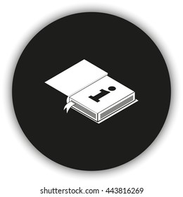Info icon. Book illustration.